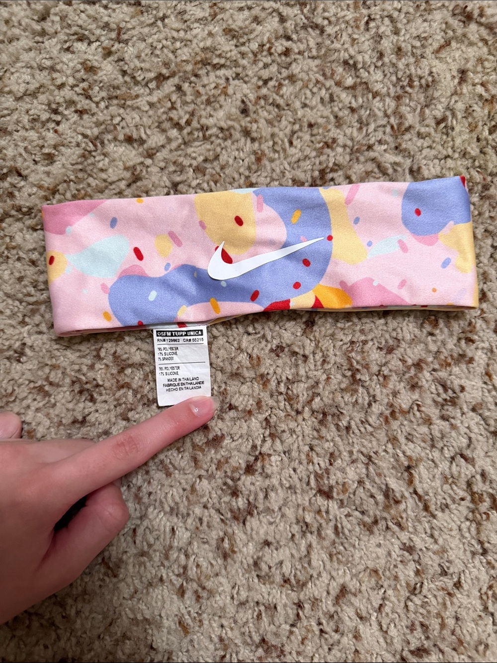 Nike Kids Pink Multi-Color Swoosh Print Headband